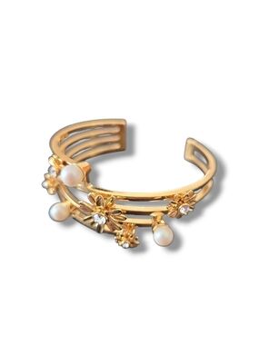kate spade Gold Floral Pearl Cuff Bracelet